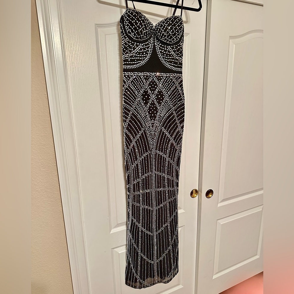 Elegant Black Beaded Gown